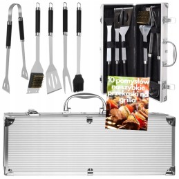 Set of 5 grill accessories, steel stove, solid cutlery, hit