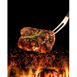 Barbekjū piederumu komplekts ar 5 Kaminer tērauda piederumiem, ciets galda piederumu sitiens