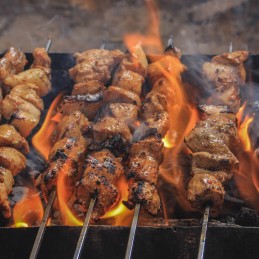 Šaš kebabi laastud 5 tk, roostevabast terasest grillvardad 60cm + riidepuu