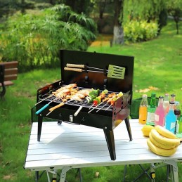 ⭐ anglis stovyklavimo grilis nešiojamas sulankstomas lagaminas sodas kempingas + stalo įrankiai ⭐