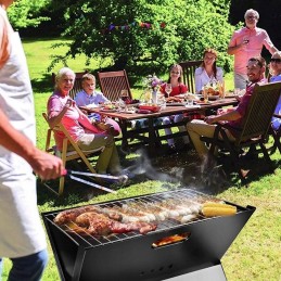 ⭐ camping charcoal grill portable foldable suitcase camping garden large ⭐