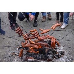 Dakšu stienīši grila ugunskuram, nerūsējošā tērauda uzgaļi