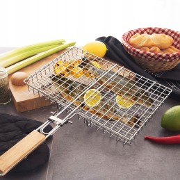 Grilling rack for fish vegetables closed basket steel grid useful!!!