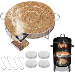 Round grate for slow smoking of meat on a grill or garden oven