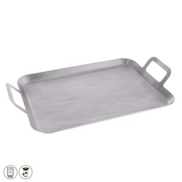 Plate, sheet metal, grill tray, grill, full steel, 43x25 cm