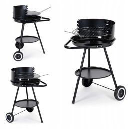 Round garden grill with adjustable grate height