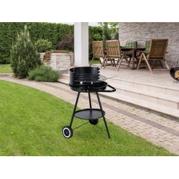 Round garden grill with adjustable grate height