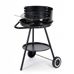Round garden grill with adjustable grate height