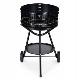 Round garden grill with adjustable grate height