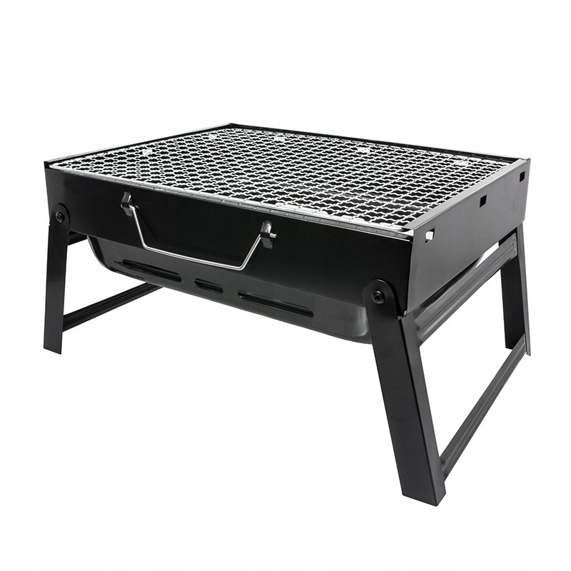 Large, portable, foldable charcoal camping grill