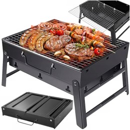Large, portable, foldable charcoal camping grill