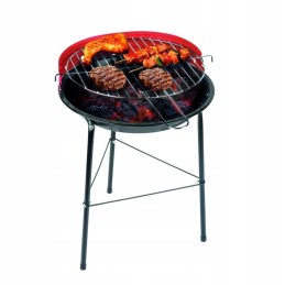 Turistinė nešiojama sodo kepsninė su anglimis, apvali, 34 x 34 cm, raudona