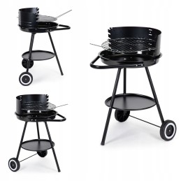 Round garden grill with adjustable grate height