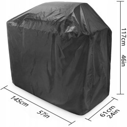 All-season grill cover, case, waterproof, UV, black, 145x117x61