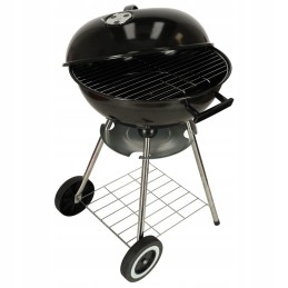 Garden charcoal grill for briquettes, closed, with cover, ventilation and shelf
