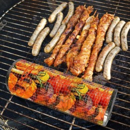 ✅ 2x grila grozs dārzeņu gaļas zivju grilam 20cm apaļš konteineru komplekts
