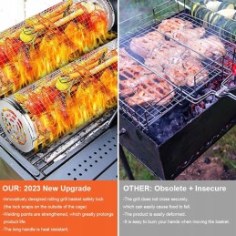 ✅ 2x grill basket for vegetables meat fish grill 20cm round container set