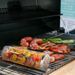 ✅ 2x grill basket for vegetables meat fish grill 20cm round container set