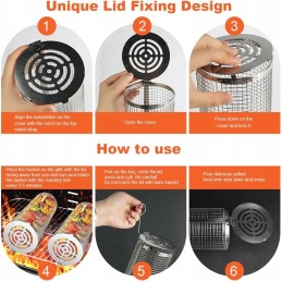 ✅ 2x grill basket for vegetables meat fish grill 20cm round container set