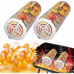 ✅ 2x grill basket for vegetables meat fish grill 20cm round container set