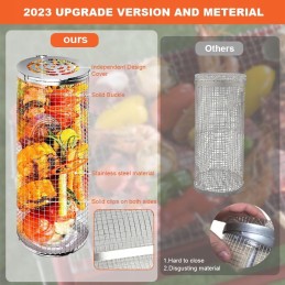 ✅ 2x grill basket for vegetables meat fish grill 20cm round container set
