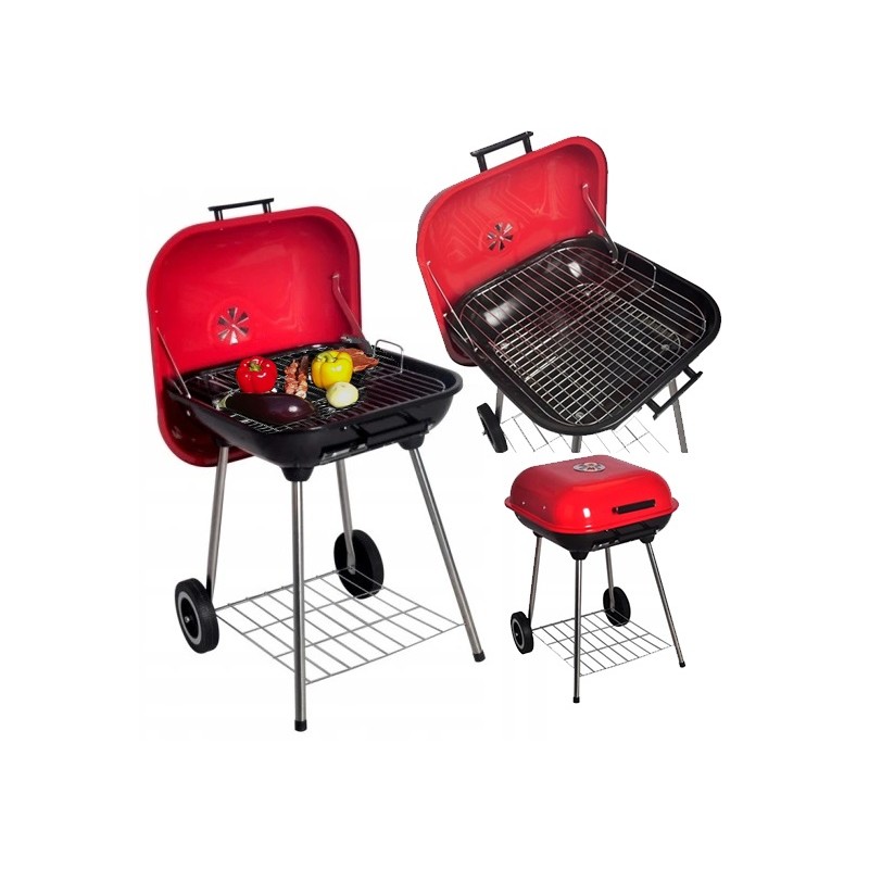 Didelė sodo grilis ant ratų su dangteliu