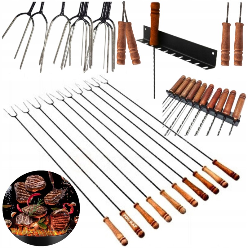 Laužo stulpai 10x židinio šakutės 124cm bešakės kabykla