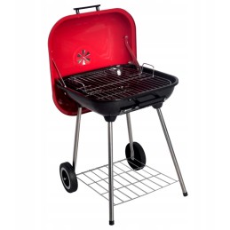 Nešiojama sodo anglių kepsninė ant ratų su grotelių dangteliu