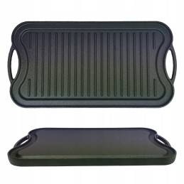 Double-sided cast iron plate for gas grill, cast iron grill grate 51x26cm