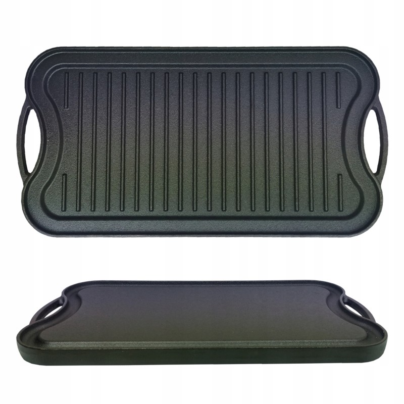 Double-sided cast iron plate for gas grill, cast iron grill grate 51x26cm