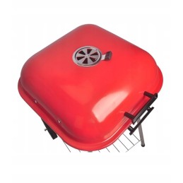 Nešiojama sodo anglių kepsninė ant ratų su grotelių dangteliu