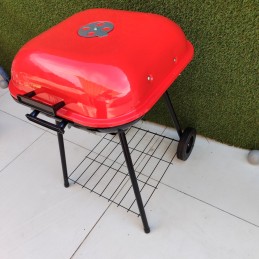 Nešiojama sodo anglių kepsninė ant ratų su grotelių dangteliu