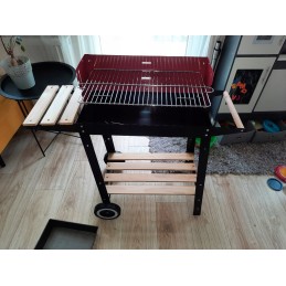 Kaasaskantav aia söegrill, kroomitud rest, pliit, rattad, riiulid + tasuta puhur