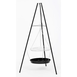 Trikojis židinys, didelis sodo židinio grilis, pakabinamos grotelės, 2in1