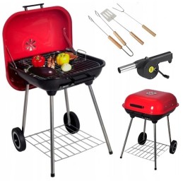 Didelė sodo grilis ant ratukų su dangteliu + priedai