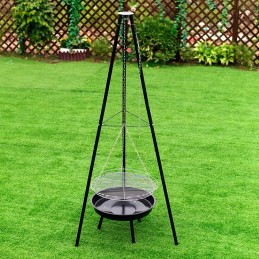 Sodo židinys ir grilis su apvaliomis grotelėmis vl08 juoda