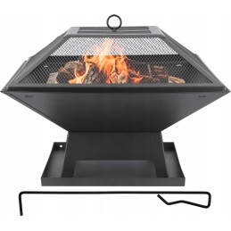 Plieninis židinys su dangteliu 45x45cm