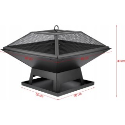 Plieninis židinys su dangteliu 45x45cm