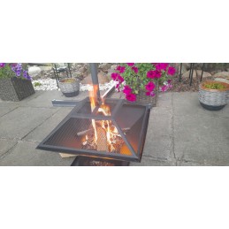 Plieninis židinys su dangteliu 45x45cm