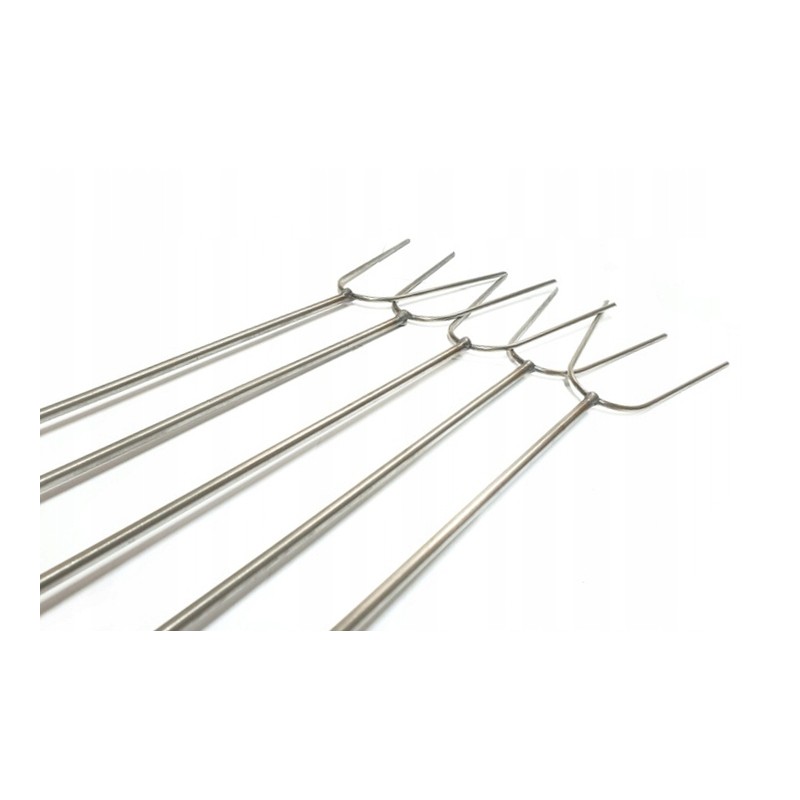 Nerūdijančio plieno kepimo šakės 140cm, rinkinyje 5 + žiebtuvėlis