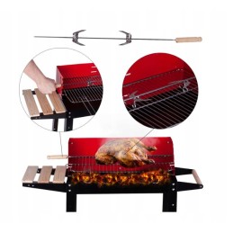 Sodo kepsninė ant ratų, reguliuojamos grotelės, anglinis grilis su polka ratukais