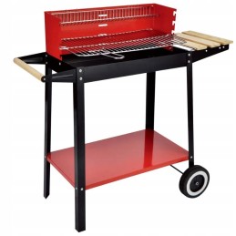 Sodo kepsninė ant ratų, reguliuojamos grotelės, anglinis grilis su polka ratukais