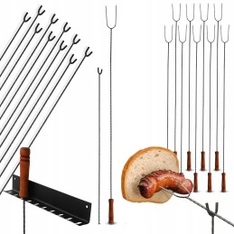 Campfire sticks + campfire stick supports, forks, 10 pieces set + hanger