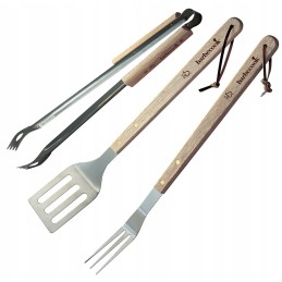 Barbecook, tvirtas, patvarus kepsninės įrankių rinkinys, 3 vnt. iš medžio