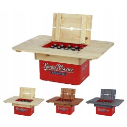 Wooden outdoor table top beer crate table camping table