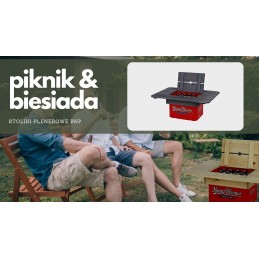 Wooden outdoor table top beer crate table camping table