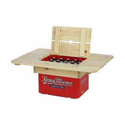 Wooden outdoor table top beer crate table camping table