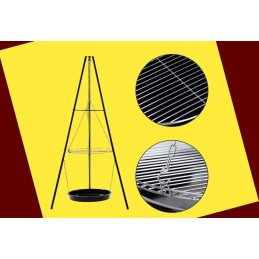 Sodo kepsninė, pakabinamas sodo židinys, grilis su trikojo grotelėmis