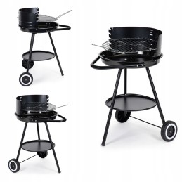 Round garden grill with adjustable grate height