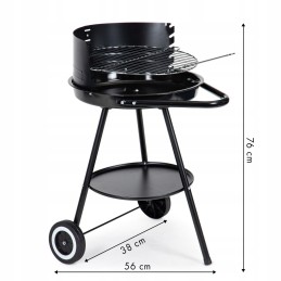 Round garden grill with adjustable grate height